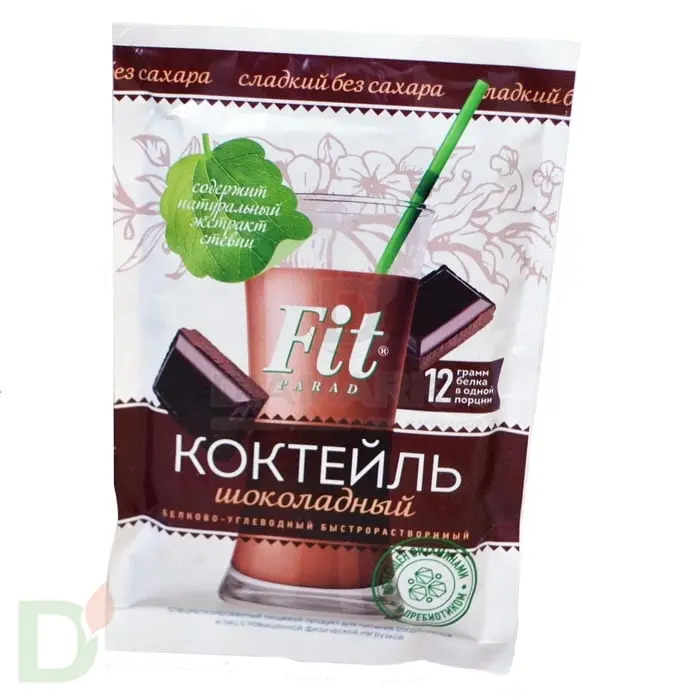 Молочный коктейль Шоколад FitParad, белково-углеводный, 30г