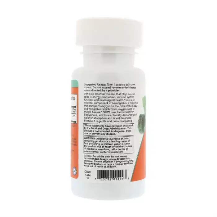 Витамины NOW Железо двойной силы для поддержания иммунитета и ЦНС, 36 мг, 90 шт в Перми