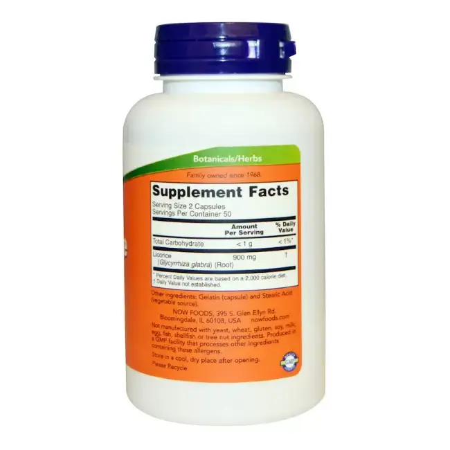 Витамины NOW Корень солодки с противовоспалительным действием, 450 мг, 100 шт в Перми