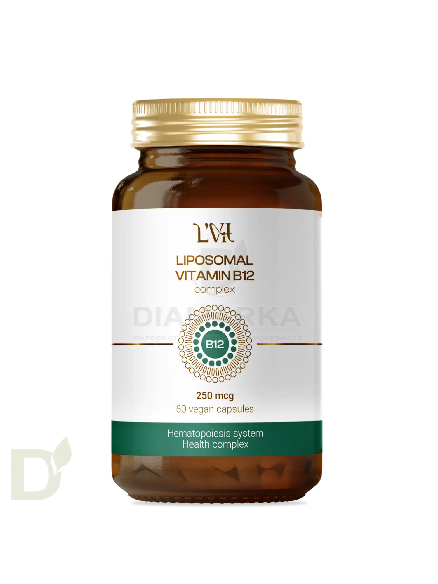 Витамины L'Vit Liposomal Vitamin B12+B9 complex, 250+200 мг в 1 капсуле, 60 капс в Перми