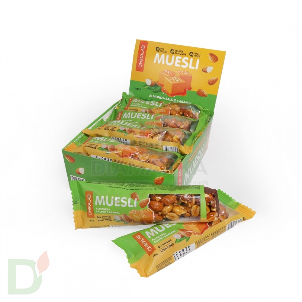 Батончик мюсли CHIKALAB миндальный с соленой карамелью 40 гр. в Перми