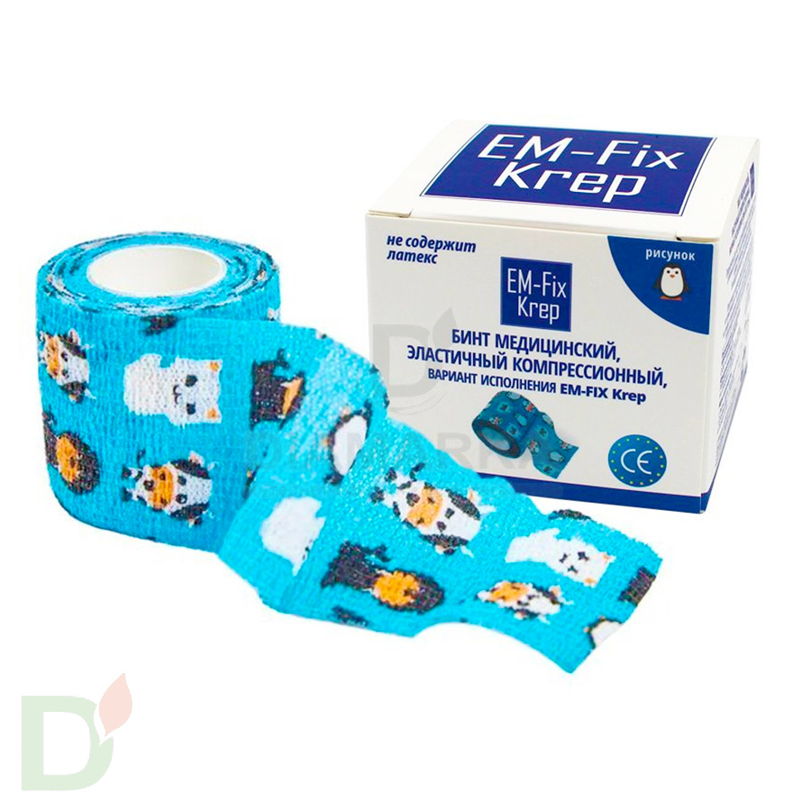 Бинт эластичный когезивный EM-fix krep Детский, 5см х 4,5м в Перми
