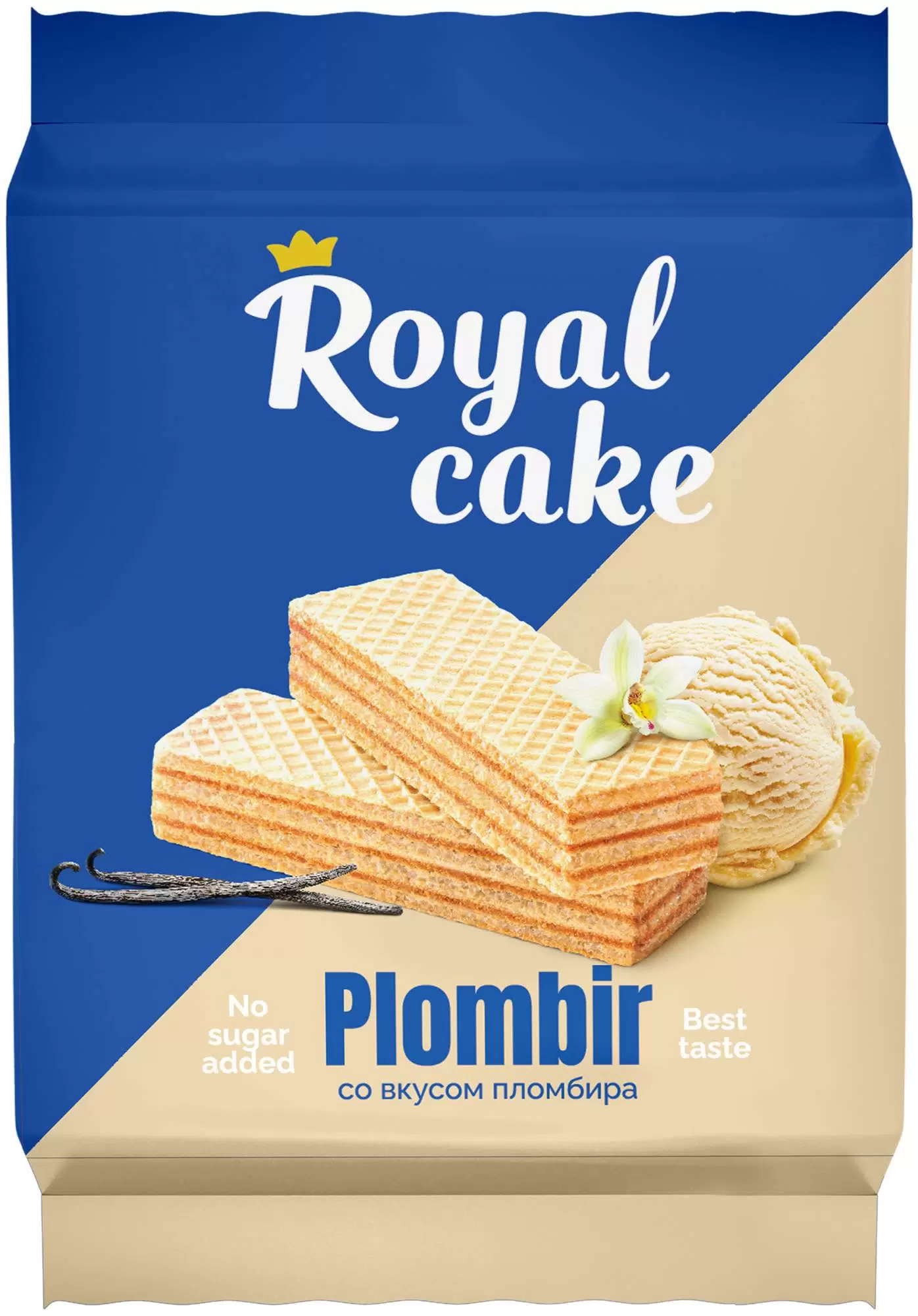 Вафли Royal cake со вкусом «ПЛОМБИР» без сахара, 120 г в Перми