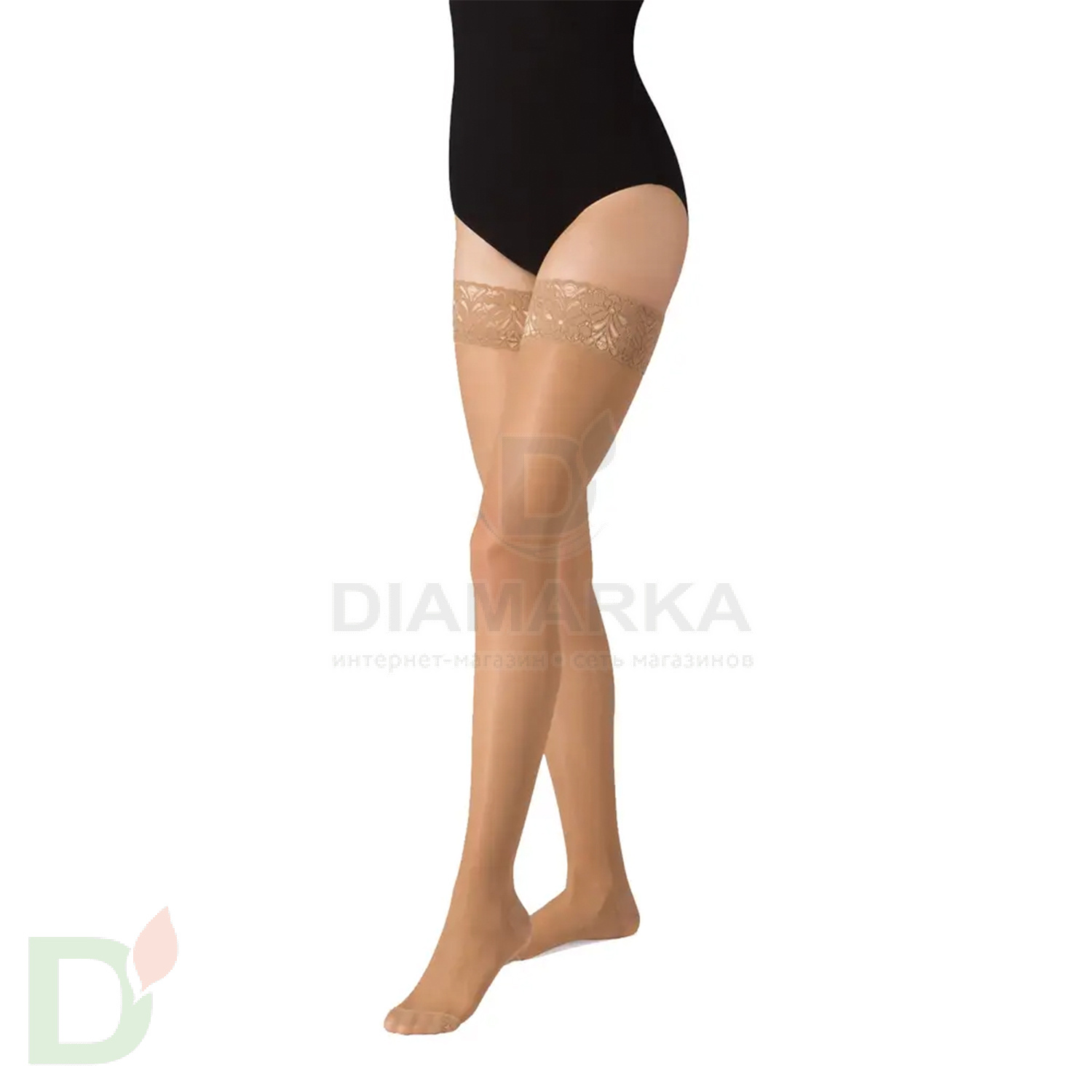 Чулки компрессионные B.Well JW-222 прозрачные с ажурным верхом, II класс компрессии