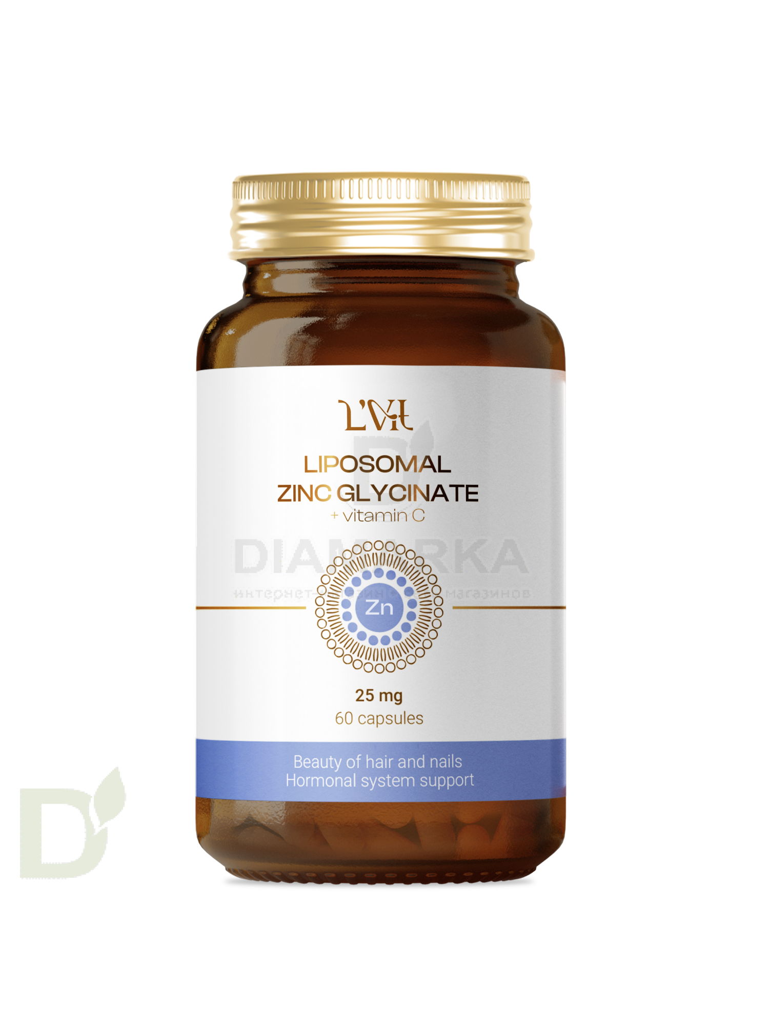 Витамины L'Vit Liposomal Zinc Glycinate + Vitamin C, 25 мг в 1 капсуле, 60 капс в Перми