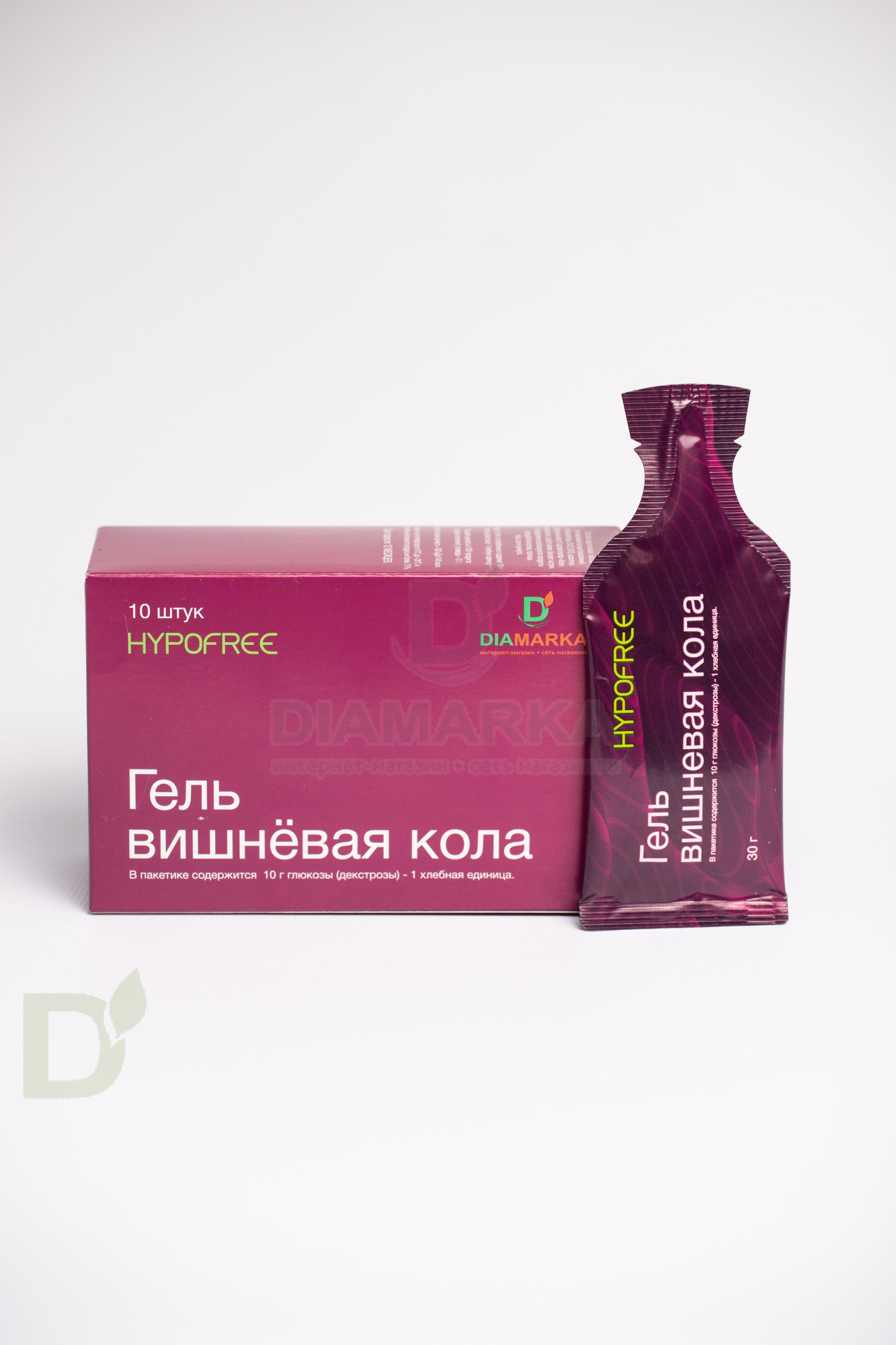 Гель HYPOFREE DIAMARKA 1ХЕ Вишневая Кола, мягкая упаковка, 10 саше по 30мл в Перми