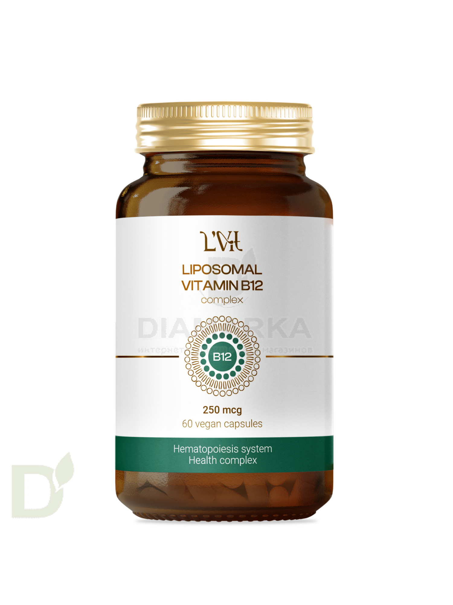 Витамины L'Vit Liposomal Vitamin B12+B9 complex, 250+200 мг в 1 капсуле, 60 капс в Перми