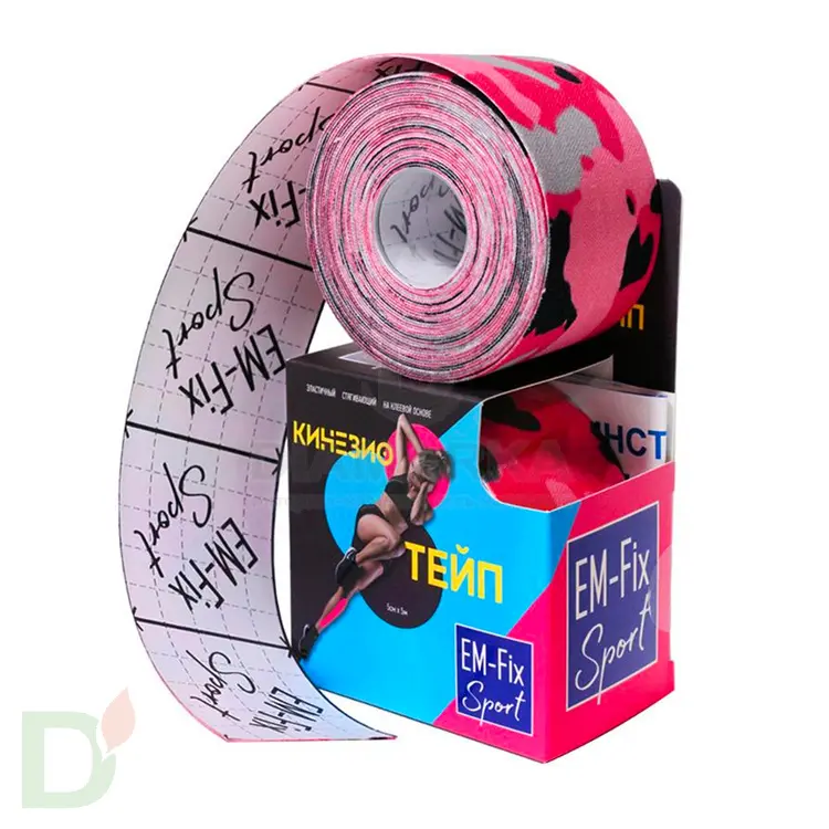 Тейп EM-Fix Sport, РОЗОВЫЙ камуфляж