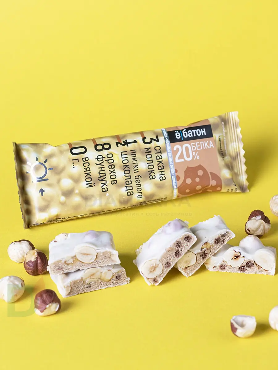 Батончик протеиновый Ё/батон "Лесной орех-Печенье" в белой глазури 40гр в Перми