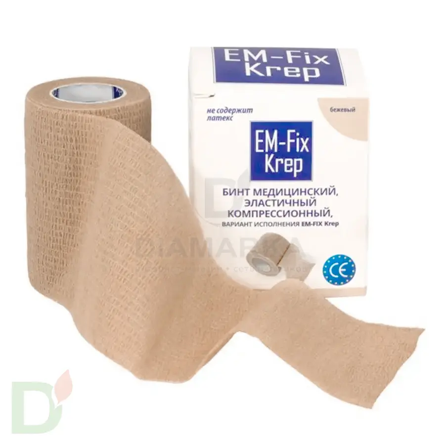 Бинт эластичный когезивный EM-Fix krep бежевый, 7,5 см х 4,5 м в Перми