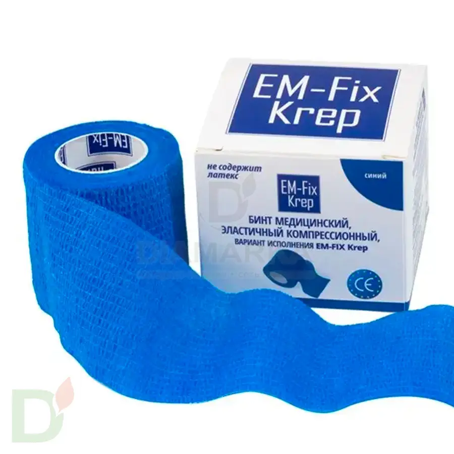 Бинт эластичный когезивный EM-fix krep Синий, 5 см х 4,5 м в Перми
